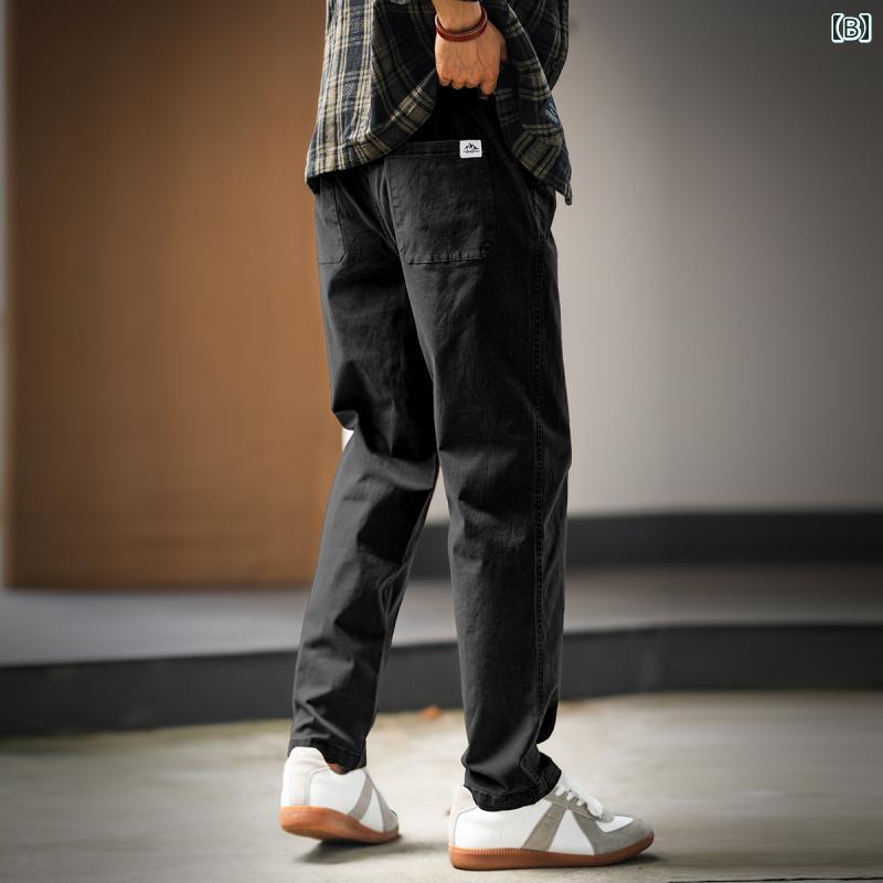 メンズ ファッション 服 オシャレ シンプル 大 かっこいい 大きいサイズ ストリート 紳士服 アメリカン ヘビー レトロ ワークウェア カジュアル パンツ 秋 ドレープ ワイド レッグ ロング