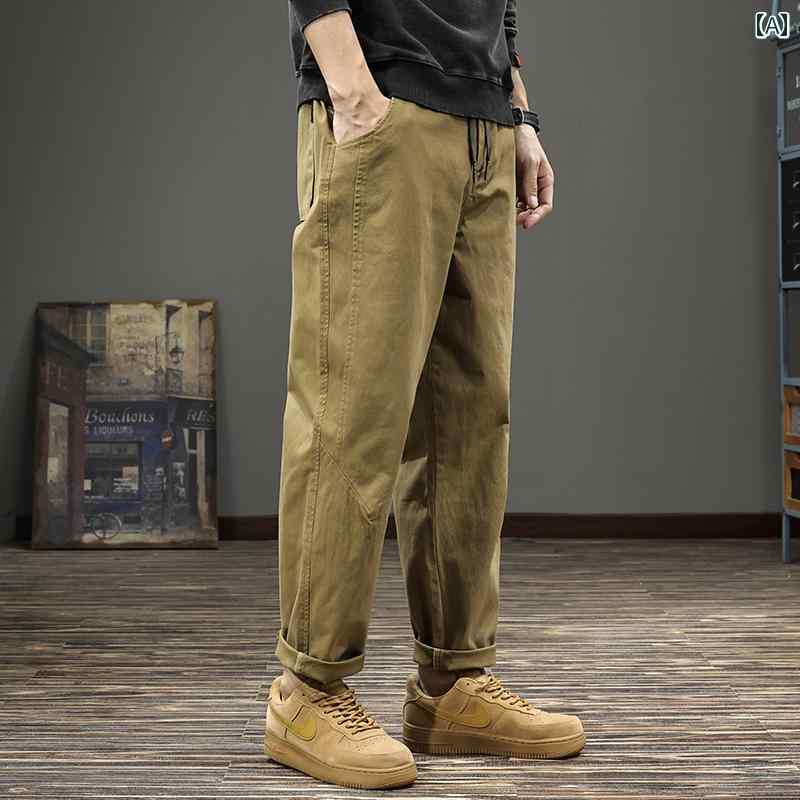 メンズ ファッション 服 オシャレ シンプル 大 かっこいい 大きいサイズ ストリート 紳士服 秋 シンプル カジュアル パンツ アメリカン レトロ ストレート テーパードパンツ