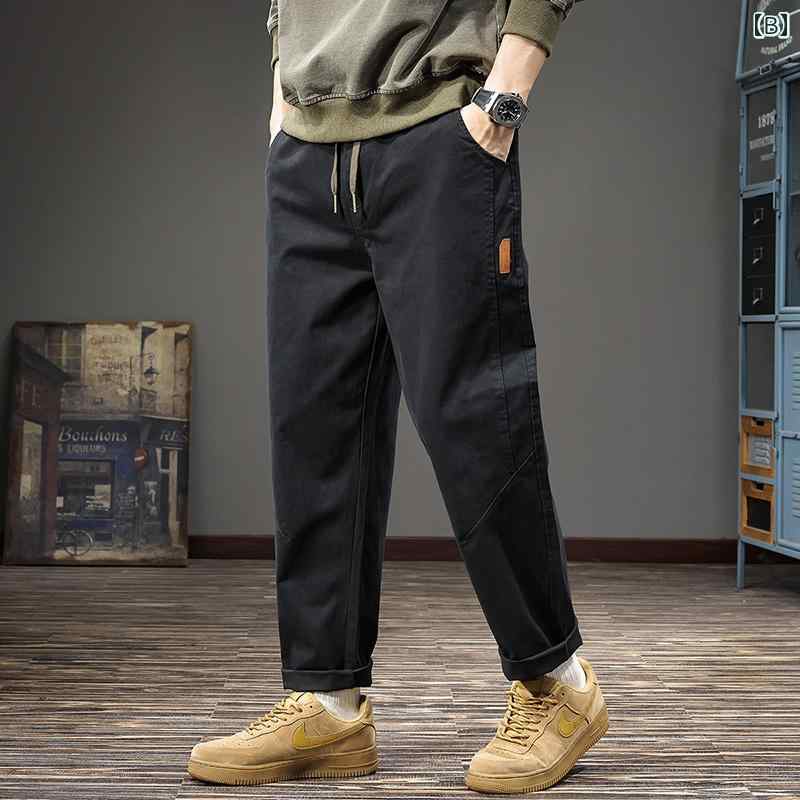 メンズ ファッション 服 オシャレ シンプル 大 かっこいい 大きいサイズ ストリート 紳士服 秋 シンプル カジュアル パンツ アメリカン レトロ ストレート テーパードパンツ