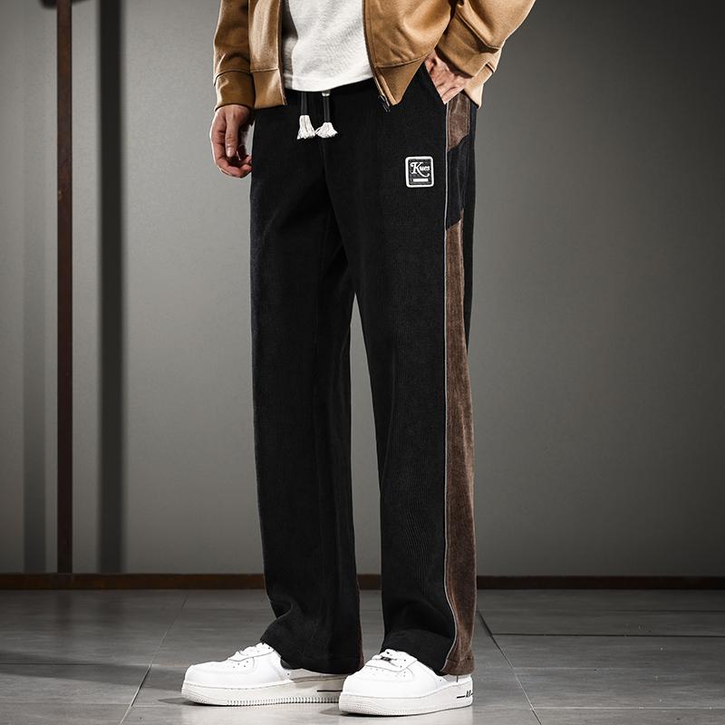 乐天商城 - メンズ ファッション 服 オシャレ シンプル 大 かっこいい 大きいサイズ ストリート 紳士服 アメリカン カジュアル パンツ 秋 伸縮性 ストレッチ ストレッチ ウエスト ドレープ ワイド レッグ ストレート