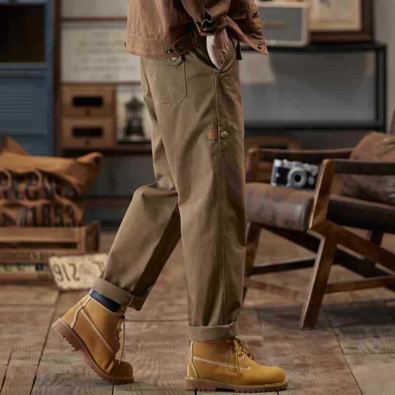 メンズ ファッション 服 オシャレ シンプル 大 かっこいい 大きいサイズ ストリート 紳士服 コットン ストレート カジュアル パンツ 秋冬 アメリカン ワイド レッグ ワークウェア