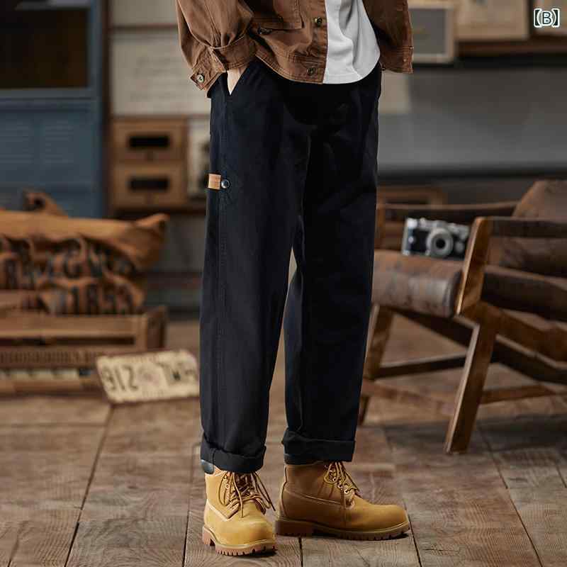 メンズ ファッション 服 オシャレ シンプル 大 かっこいい 大きいサイズ ストリート 紳士服 コットン ストレート カジュアル パンツ 秋冬 アメリカン ワイド レッグ ワークウェア