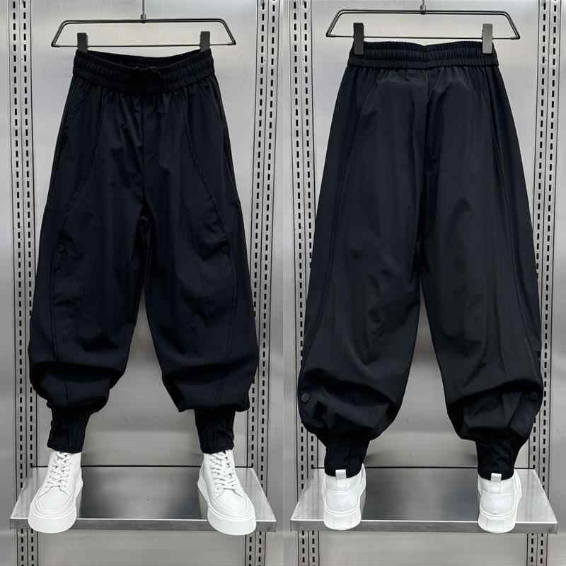 メンズ ファッション 服 オシャレ シンプル 大 かっこいい 大きいサイズ ストリート 紳士服 秋 ボタン スウェットパンツ 韓国 スタイル レッグ タイ 九分丈 パンツ