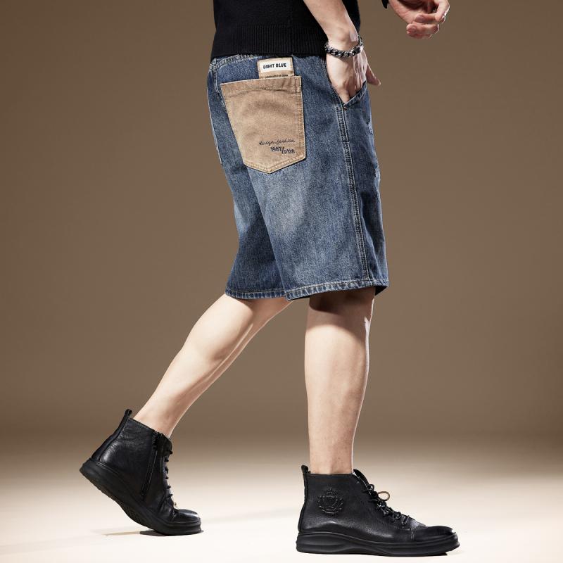 Denim - メンズ ファッション 服 オシャレ シンプル 大人 かっこいい 大きいサイズ ストリート 紳士服 アメリカン レトロ ポケット ダメージ加工 ハーフ パンツ 夏 ストレート レッグ 五分丈 リップド デニム パンツ