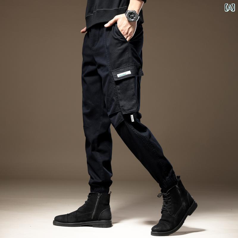 メンズ ファッション 服 オシャレ シンプル 大人 かっこいい 大きいサイズ ストリート 紳士服 ハイエンド アメカジ 春秋 黒 ストレート ロング パンツ