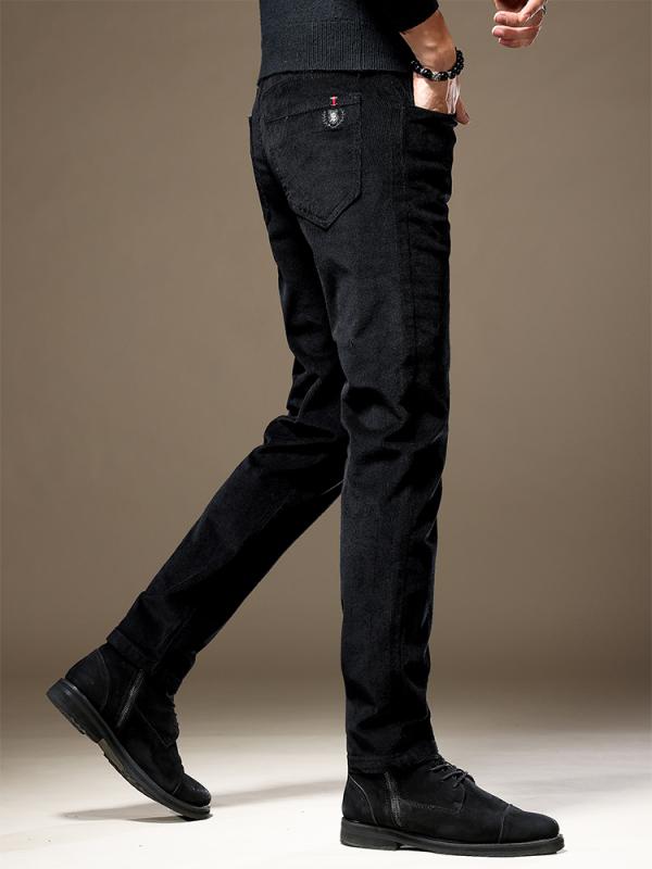 Skinney Pants - メンズ ファッション 服 オシャレ シンプル 大人 かっこいい 大きいサイズ ストリート 紳士服 ハイエンド 黒 コーデュロイ 長ズボン 春秋 スリムフィット カジュアル パンツ