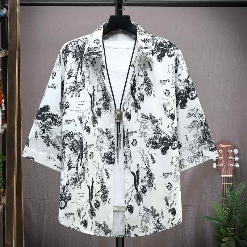 メンズ ファッション 服 オシャレ シンプル 大人 かっこいい 大きいサイズ ストリート 紳士服 冷感 七分袖 シャツ 夏 薄手 カジュアル ハーフ スリーブ