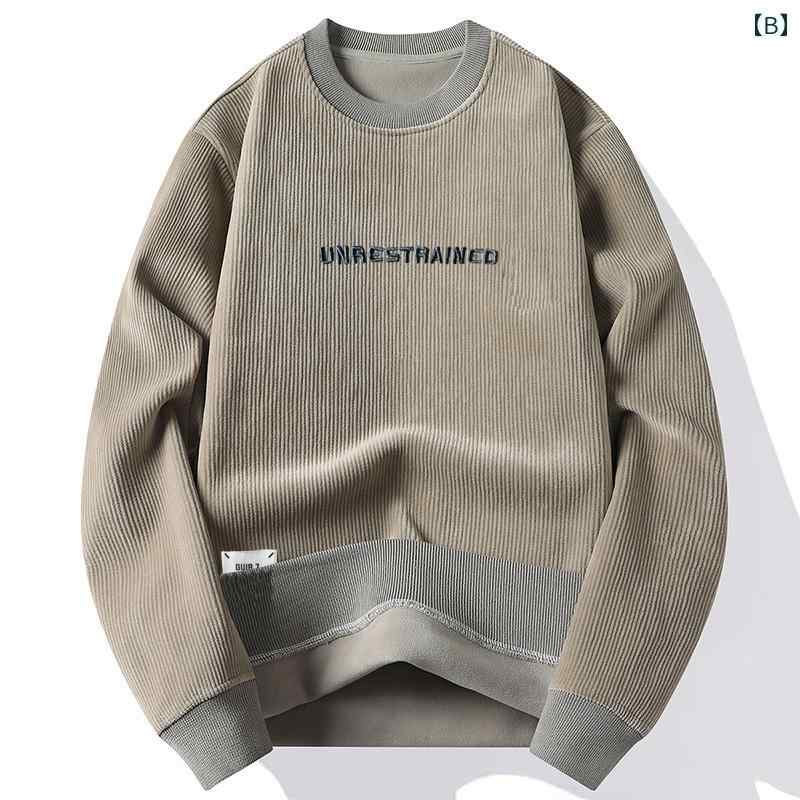 メンズ ファッション 服 オシャレ シンプル 大人 かっこいい 大きいサイズ ストリート 紳士服 秋冬 ラウンドネック スウェット シャツ 厚手 レイヤリング シャツ 暖かい フリー ス トップス