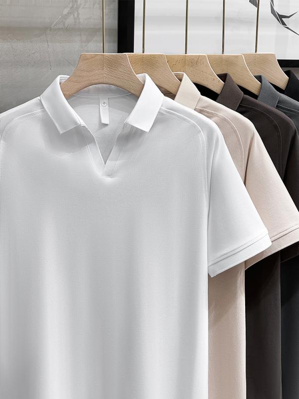 メンズ ファッション 服 オシャレ シンプル 大人 かっこいい 大きいサイズ ストリート 紳士服 夏 Vネック 半袖 ポロ シャツ ハイエンド 冷感 薄手 T シャツ スリム