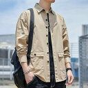 メンズ ファッション 服 オシャレ シンプル 大人 かっこいい 大きいサイズ ストリート 紳士服 綿 ワーク シャツ コート 長袖 韓国 スタイル シャツ カジ...