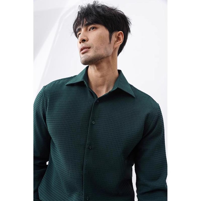 メンズ ファッション 服 オシャレ シンプル 大人 かっこいい 大きいサイズ ストリート 紳士服 軽 ハイエンド フーガ テクスチャー ビジネス 長袖 シャツ 韓国 スタイル カジュアル ファッション ドレープ スリム