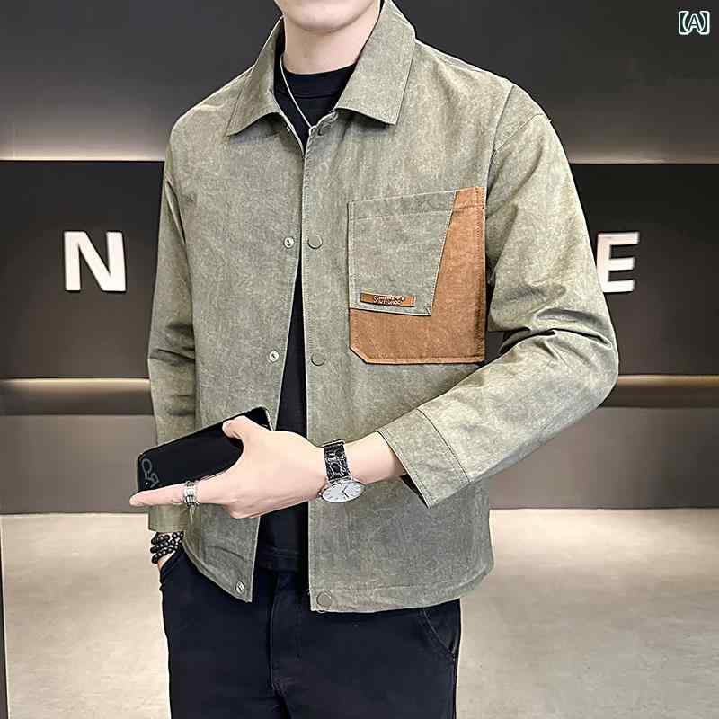 メンズ ファッション 服 オシャレ シンプル 大人 かっこいい 大きいサイズ ストリート 紳士服 シャツ ジャケット 秋 スリム コート ハイエンド