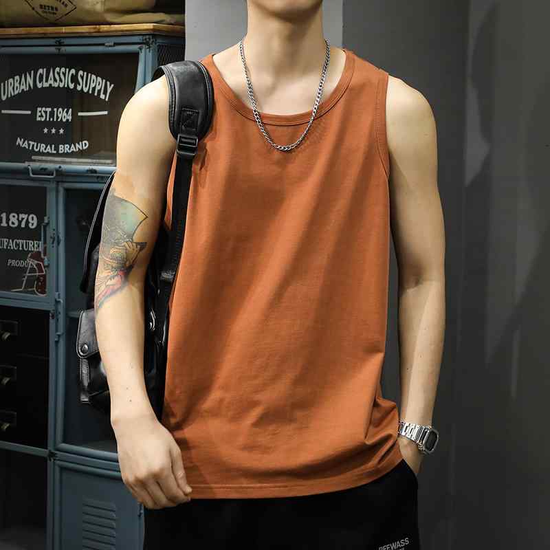 メンズ ファッション 服 オシャレ シンプル 大人 かっこいい 大きいサイズ ストリート 紳士服 アメリカン レトロ ヘビー コットン ノースリーブベスト 夏 カジュアル スポーツ フィットネス バスケットボール ベスト T シャツ