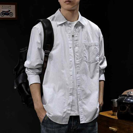 メンズ ファッション 服 オシャレ シンプル 大人 かっこいい 大きいサイズ ストリート 紳士服 シャツ ジャケット 春秋秋 トップス 長袖 カジュアル ストライプ 白 メンズ ファッション 服 オシャレ シンプル 大人 かっこいい 大きいサイズ ストリート 紳士服 シャツ ジャケット 春秋秋 トップス 長袖 カジュアル ストライプ 白