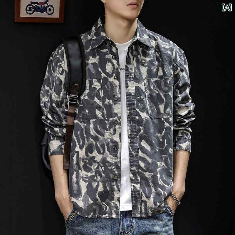 メンズ ファッション 服 オシャレ シンプル 大人 かっこいい 大きいサイズ ストリート 紳士服 迷彩 シャツ ジャケット 秋 トップス 長袖 服 カジュアル