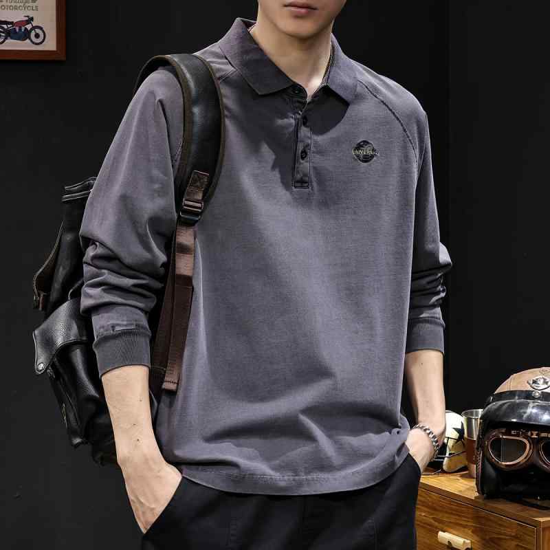 メンズ ファッション 服 オシャレ シンプル 大人 かっこいい 大きいサイズ ストリート 紳士服 アメリカン ウォッシュ ポロ シャツ 長袖 T シャツ 秋 ラウンドネック 服 春秋