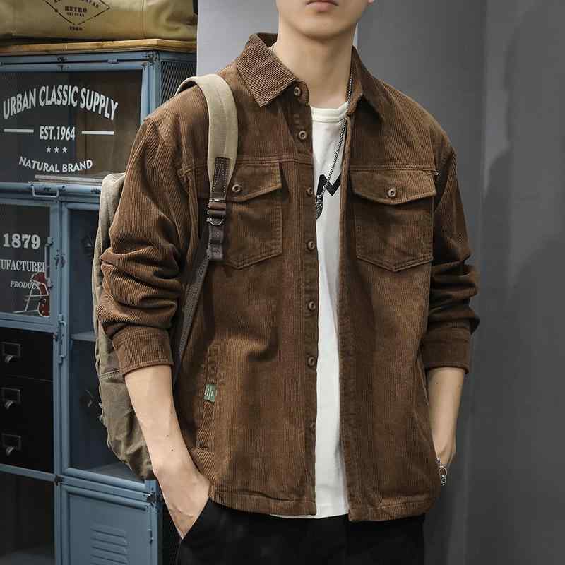 メンズ ファッション 服 オシャレ シンプル 大人 かっこいい 大きいサイズ ストリート 紳士服 アメリカン ヘビー コーデュロイ ワーク シャツ 秋 カジュアル ジャケット マルチ ポケット
