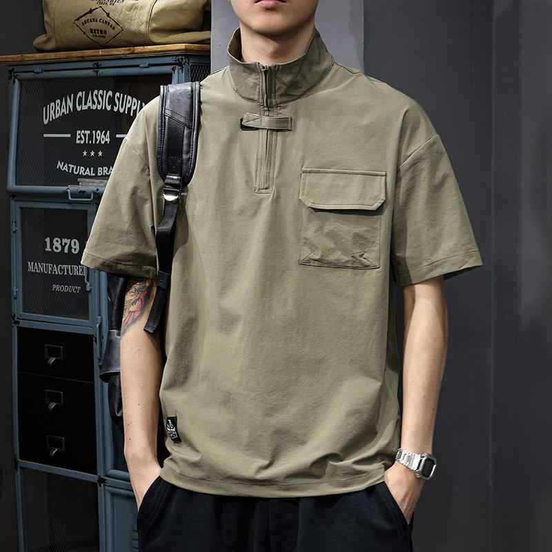 メンズ ファッション 服 オシャレ シンプル 大人 かっこいい 大きいサイズ ストリート 紳士服 ジッパー スタンドカラー ポロ シャツ ア..