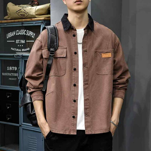 メンズ ファッション 服 オシャレ シンプル 大人 かっこいい 大きいサイズ ストリート 紳士服 アメリカン レトロ ワークウェア 長袖 シャツ コントラスト カジュアル ジャケット 秋 メンズ ファッション 服 オシャレ シンプル 大人 かっこいい 大きいサイズ ストリート 紳士服 アメリカン レトロ ワークウェア 長袖 シャツ コントラスト カジュアル ジャケット 秋