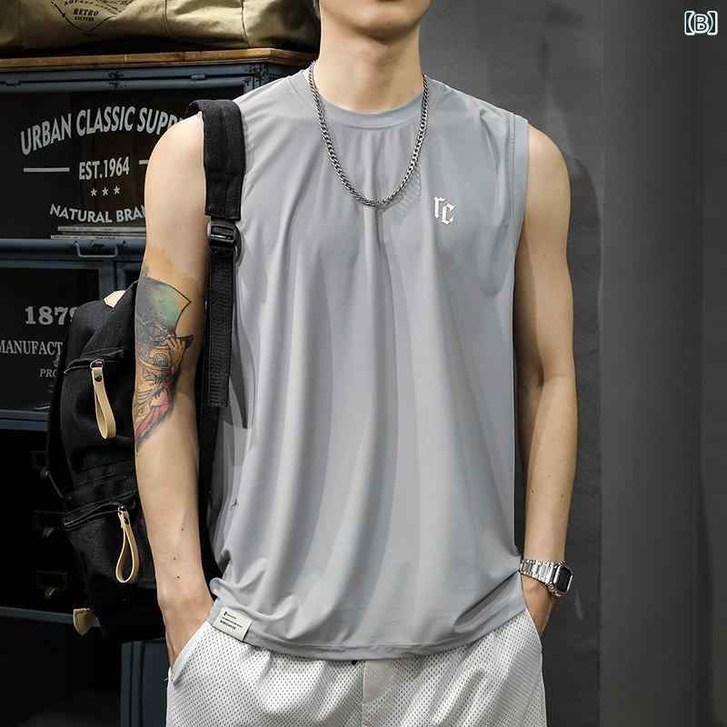 メンズ ファッション 服 オシャレ シンプル 大人 かっこいい 大きいサイズ ストリート 紳士服 夏 薄手 冷感 スポーツ ベスト アウトドア フィットネス カジュアル チョッキ 速乾 ノースリーブ T シャツ