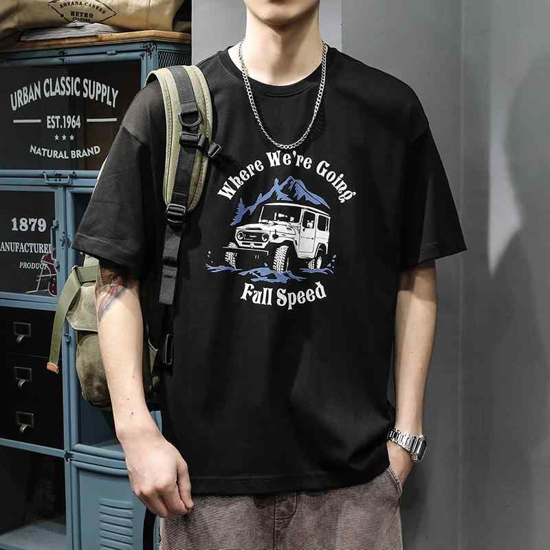 Rakuten - メンズ ファッション 服 オシャレ シンプル 大人 かっこいい 大きいサイズ ストリート 紳士服 260グラム アメリカン ヘビー コットン 半袖 T シャツ ゆったり 夏 ラウンドネック プリント