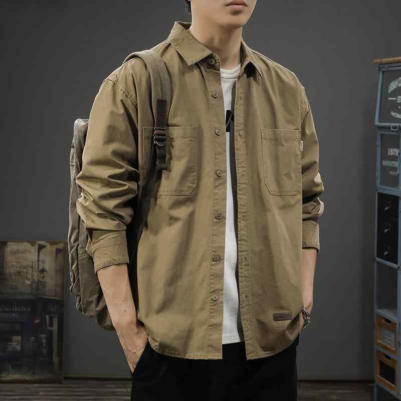 メンズ ファッション 服 オシャレ シンプル 大人 かっこいい 大きいサイズ ストリート 紳士服 アメリカン レトロ 長袖 シャツ 秋 綿 カジュアル ワークウェア ジャケット