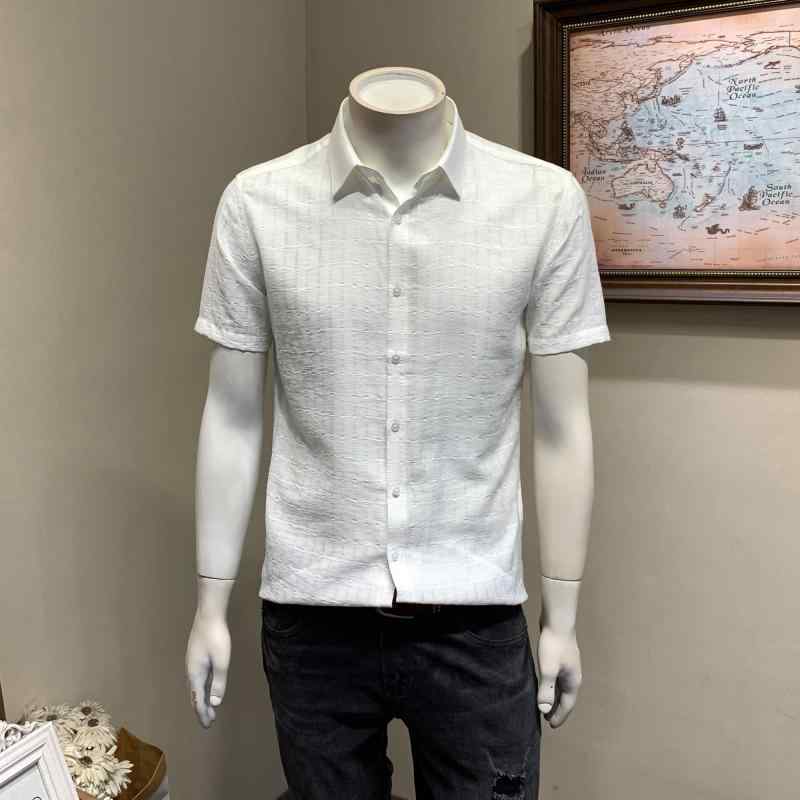 メンズ ファッション 服 オシャレ シンプル 大人 かっこいい 大きいサイズ ストリート 紳士服 夏 韓国 スタイル スリム 半袖 シャツ シンプル チェック柄 ビジネス カジュアル 通勤 シャツ(4)