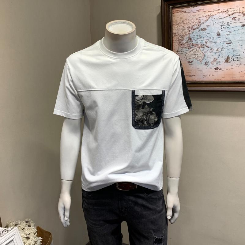 メンズ ファッション 服 オシャレ シンプル 大人 かっこいい 大きいサイズ ストリート 紳士服 ラウンドネック カラー ブロック 半袖 T シャツ クール ボトムス