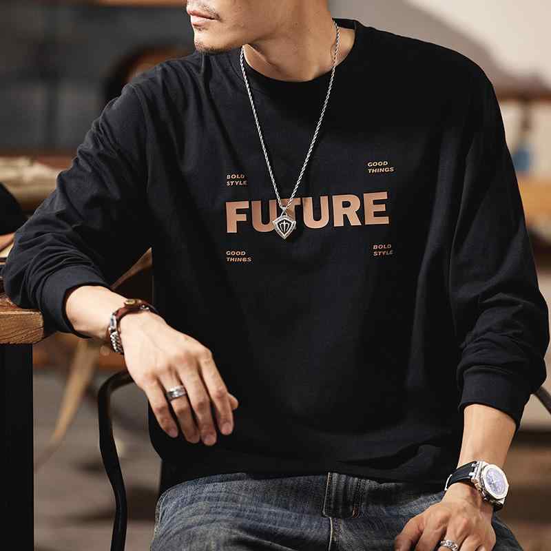 メンズ ファッション 服 オシャレ シンプル 大人 かっこいい 大きいサイズ ストリート 紳士服 アメカジ 長袖 T シャツ 春秋 ラウンドネック インナー 綿 プリント