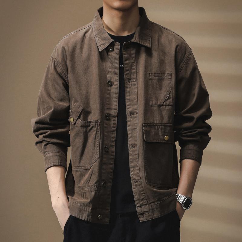 メンズ ファッション 服 オシャレ シンプル 大人 かっこいい 大きいサイズ ストリート 紳士服 アメリカン ハイエンド レトロ ウォッシュ ジャケット 秋 トップス カジュアル ワーク シャツ