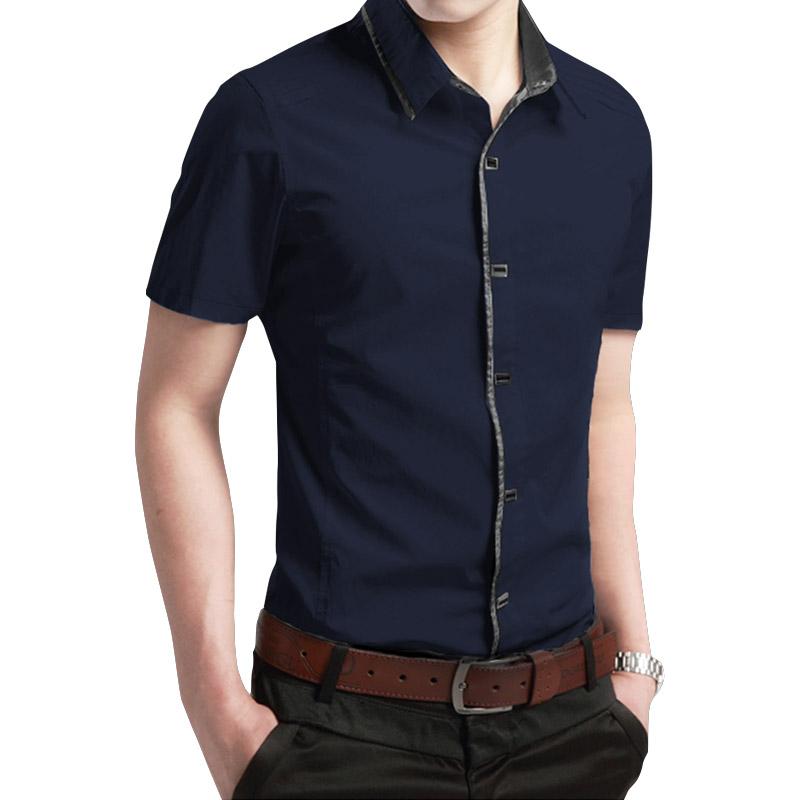 メンズ ファッション 服 オシャレ シンプル 大人 かっこいい 大きいサイズ ストリート 紳士服 夏 半袖 シャツ コットン スリムフィット ソリッドカラー プリント ビジネス カジュアル