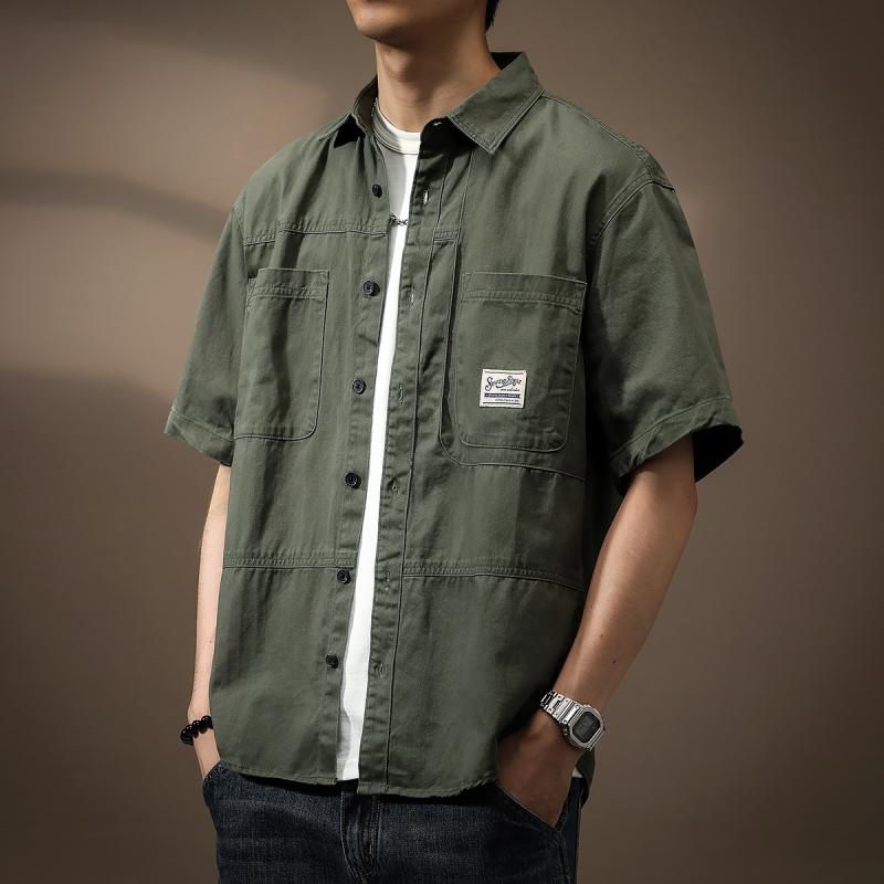 メンズ ファッション 服 オシャレ シンプル 大人 かっこいい 大きいサイズ ストリート 紳士服 アメリカン レトロ 半袖 シャツ 夏 タフ ..