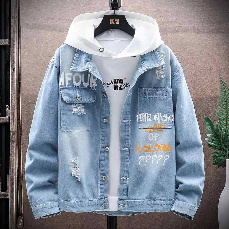 メンズ 服 シンプル ファッション オシャレ 大人 かっこいい 大きいサイズ ストリート 紳士服 秋 カジュアル リップド デニム ジャケット 服