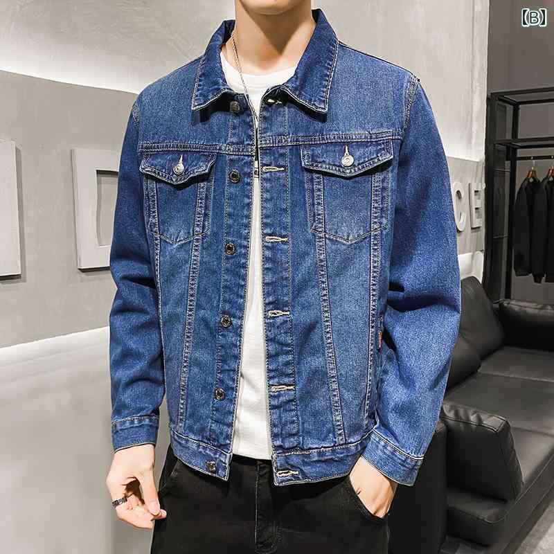メンズ 服 シンプル ファッション オシャレ 大人 かっこいい 大きいサイズ ストリート 紳士服 デニムジャケット 春秋 薄 襟 ジャケット