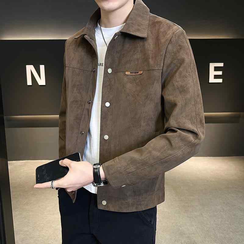乐天商城 - メンズ 服 シンプル ファッション オシャレ 大人 かっこいい 大きいサイズ ストリート 紳士服 ジャケット ハイエンド スエード 春 トップス ジャケット