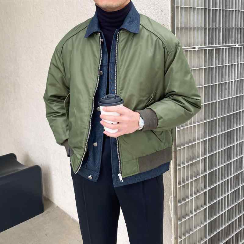 メンズ 服 シンプル ファッション オシャレ 大人 かっこいい 大きいサイズ ストリート 紳士服 カジュアル ファッション フェイク ツーピース ジャケット 冬 機能 防風 ダウン