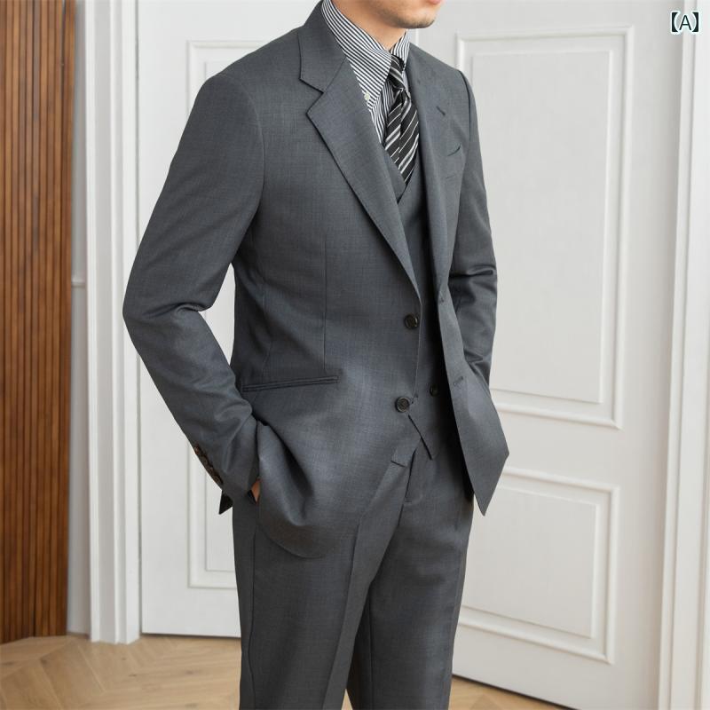 メンズ 服 シンプル ファッション オシャレ 大人 かっこいい 大きいサイズ ストリート 紳士服 ジェントリーウール スリーピーススーツ 軽 パーティー ホスト スーツ ー