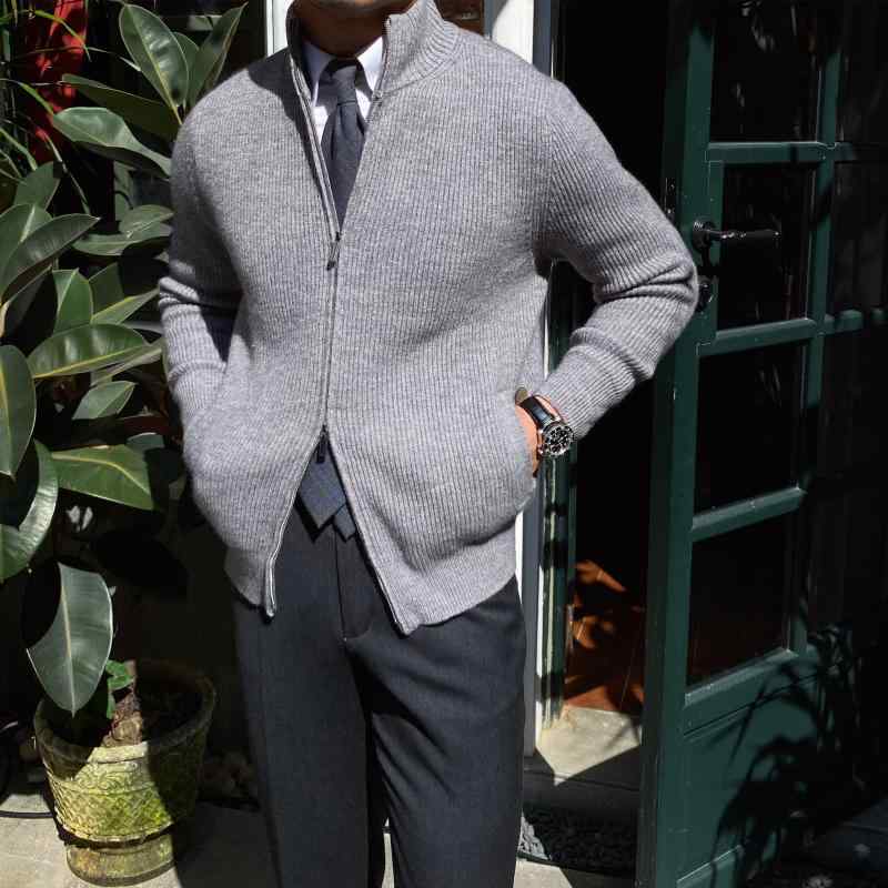 メンズ 服 シンプル ファッション オシャレ 大人 かっこいい 大きいサイズ ストリート 紳士服 冬 スタンドカラー 長袖 カジュアル カーディガン 暖かい リブニット セーター