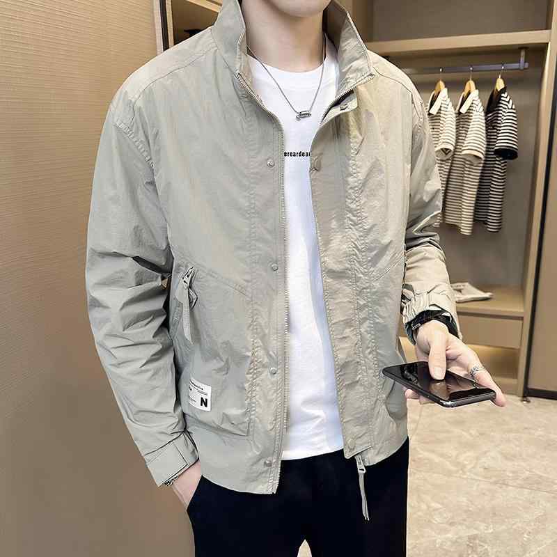 メンズ 服 シンプル ファッション オシャレ 大人 かっこいい 大きいサイズ ストリート 紳士服 スタンドカラー ジャケット 薄手 ソリッドカラー トップス