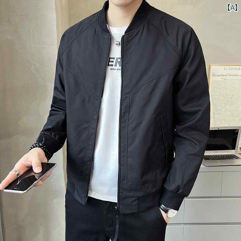 メンズ 服 シンプル ファッション オシャレ 大人 かっこいい 大きいサイズ ストリート 紳士服 秋 ジャケット 野球襟 カジュアル シンプル 無地 パイロット カラー ジャケット