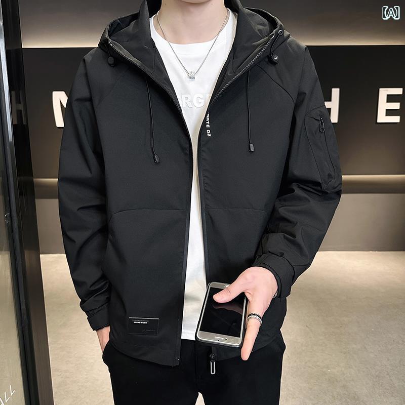 メンズ 服 シンプル ファッション オシャレ 大人 かっこいい 大きいサイズ ストリート 紳士服 秋 フード ジャケット ワークジャケット 防風