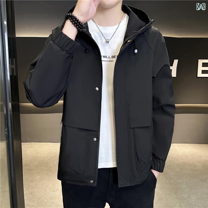 メンズ 服 シンプル ファッション オシャレ 大人 かっこいい 大きいサイズ ストリート 紳士服 フード ワークジャケット シンプル ハイエンド