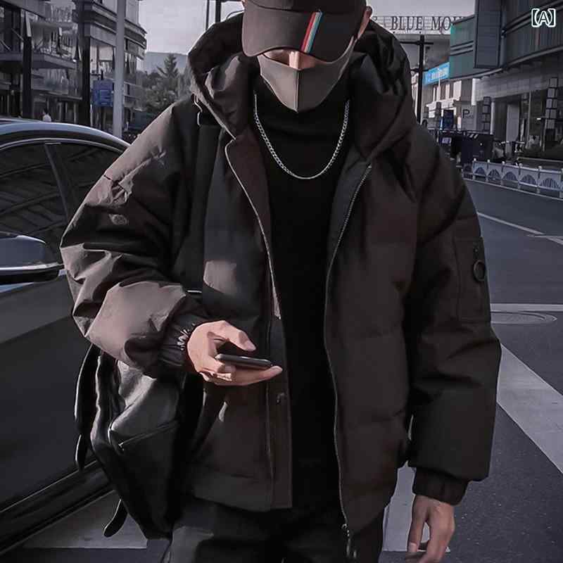 メンズ 服 シンプル ファッション オシャレ 大人 かっこいい 大きいサイズ ストリート 紳士服 冬 ライト ダウン ジャケット 厚手 暖かい コート ホワイト ダック ダウン フード スポーツ レジャー