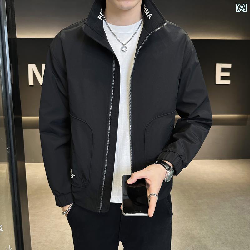 メンズ 服 シンプル ファッション オシャレ 大人 かっこいい 大きいサイズ ストリート 紳士服 春秋 スタンドカラー ジャケット トップス