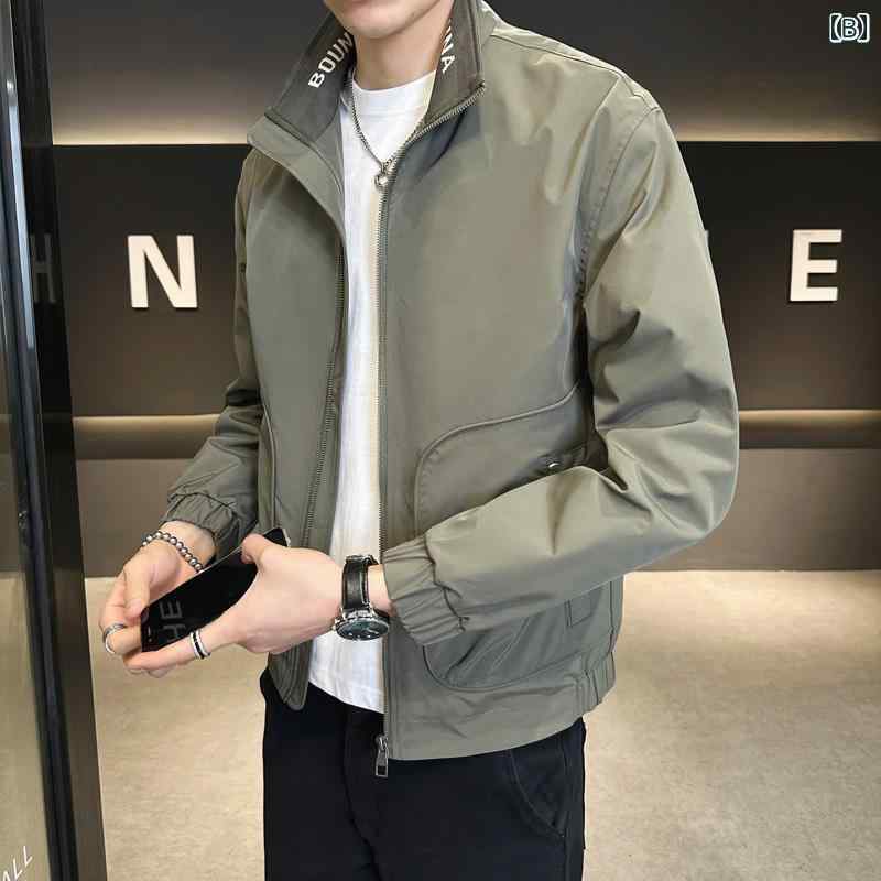 メンズ 服 シンプル ファッション オシャレ 大人 かっこいい 大きいサイズ ストリート 紳士服 春秋 スタンドカラー ジャケット トップス