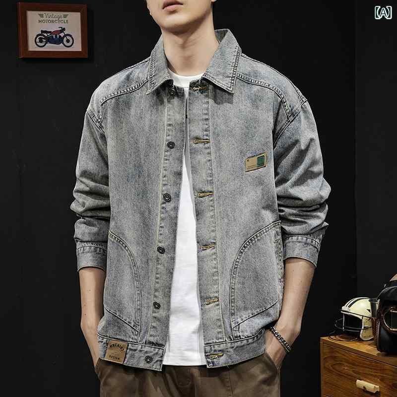 メンズ 服 シンプル ファッション オシャレ 大人 かっこいい 大きいサイズ ストリート 紳士服 アメリカン デニムジャケット 秋 トップス ジャケット 服