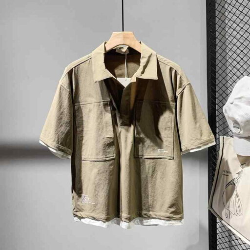 メンズ 服 シンプル ファッション オシャレ 大人 かっこいい 大きいサイズ ストリート 紳士服 ファッション カラーマッチング フェイク ツーピース 夏 メンズ 服 シンプル ファッション オシャレ 大人 かっこいい 大きいサイズ ストリート 紳士服 ファッション カラーマッチング フェイク ツーピース 夏