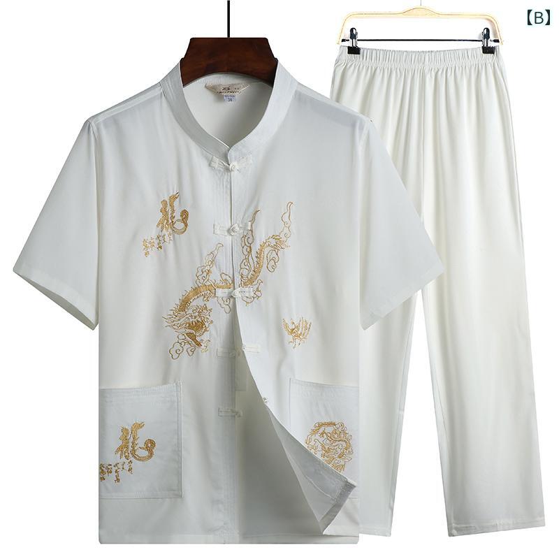 メンズ 服 シンプル ファッション オシャレ 大人 かっこいい 大きいサイズ ストリート 紳士服 夏 唐 スーツ 半袖 サマー 漢服 チュニック