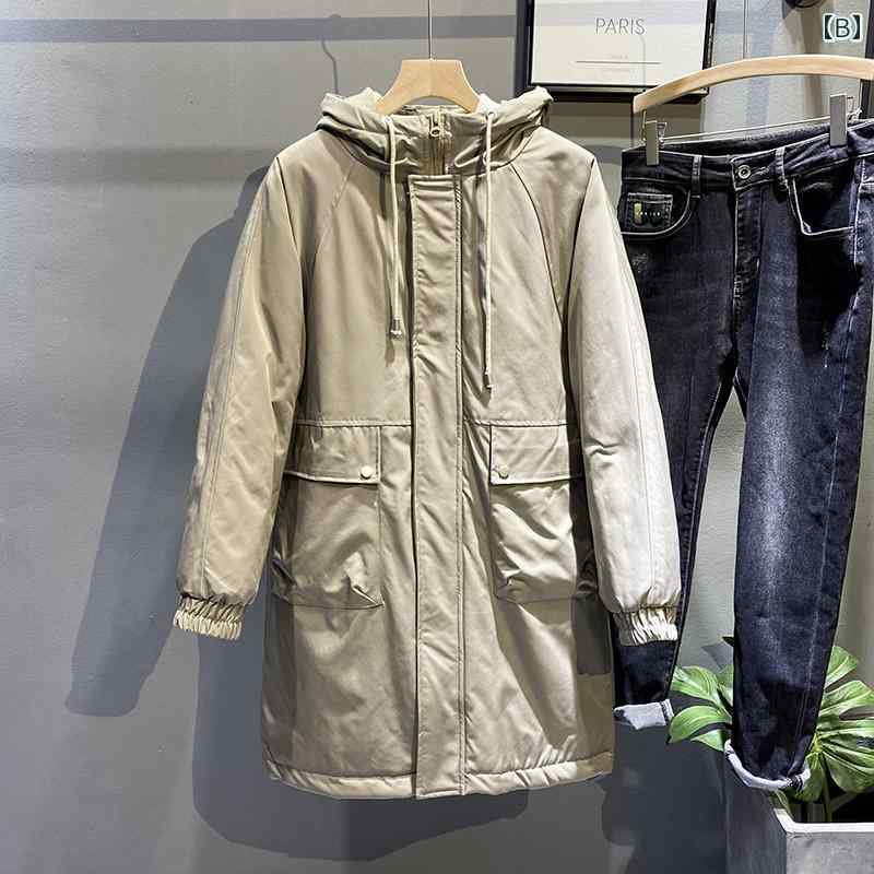 メンズ 服 シンプル ファッション オシャレ 大人 かっこいい 大きいサイズ ストリート 紳士服 冬 ハイエンド ミドル丈 ダウン ジャケット ロング フード ウインドブレーカー