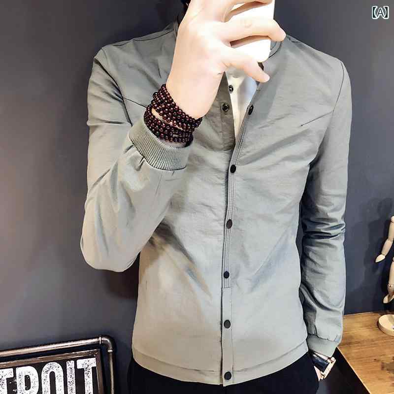 リコットのメンズ 服 シンプル ファッション オシャレ 大人 かっこいい 大きいサイズ ストリート 紳士服 秋 薄型 ソリッドカラー スリム ジャケット 野球 カジュアル｜アングル2